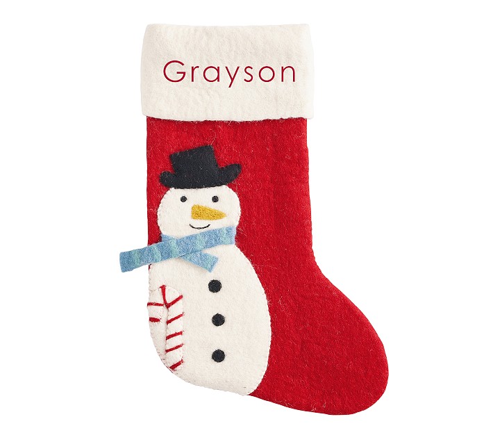 west elm x pbk Modern Snowman Felt Christmas Stocking Pottery Barn Kids