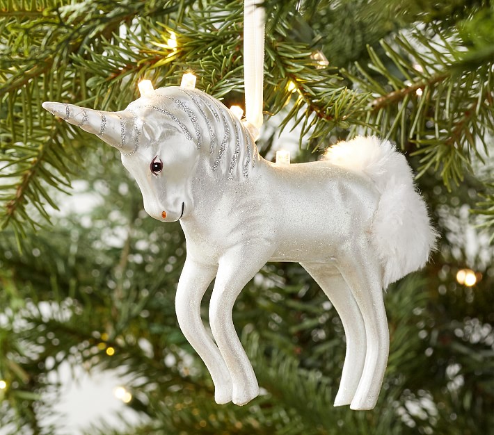 Light Up Mercury Glass Unicorn Ornament