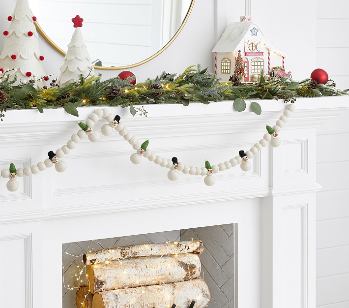Felted Snowman Ball Tree Garland Pottery Barn Kids