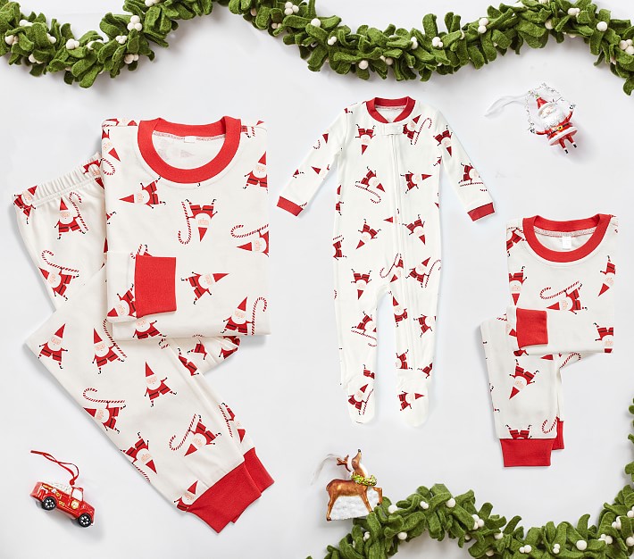 Modern Smiley Santa Organic Family Pajama Collection