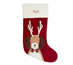 PB x pbk Dog With Antlers Classic Velvet Christmas Stocking