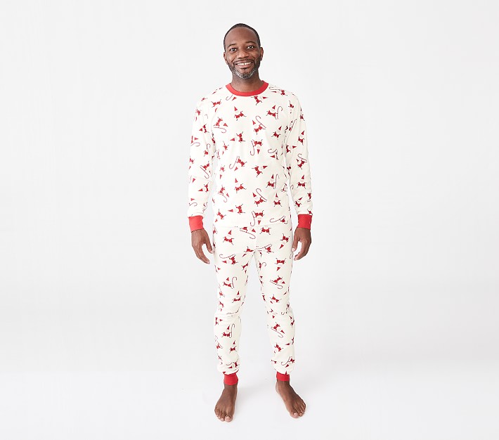 west elm x pbk Adult Modern Smiley Santa Organic Pajama Set