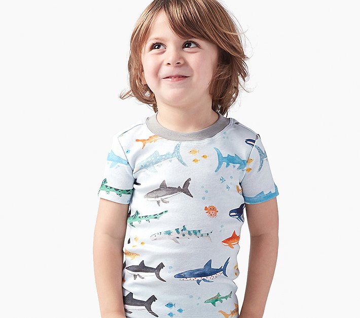 Shark Party Organic Short Sleeve Pajama Set