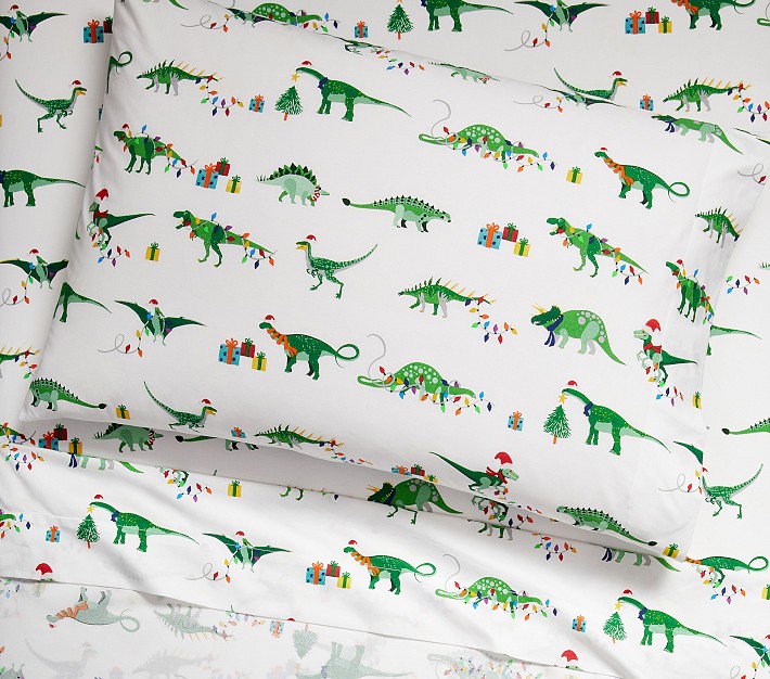 Christmas Dinosaur Glow-in-the-Dark Sheet Set &amp; Pillowcases