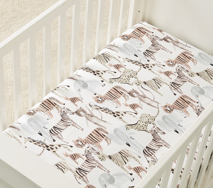 Jeremiah Brent x pbk Safari Organic Crib Fitted Sheet | Pottery Barn Kids