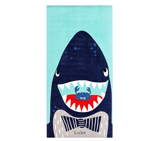 Shark Portrait Kid Beach Towel | Pottery Barn Kids