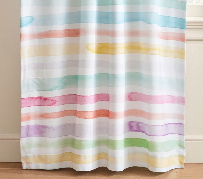 Sherbet Stripe Pink Fabric Custom Childrens Blackout Curtains
