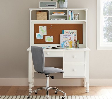 Girls white store desk with hutch