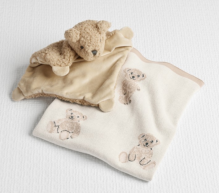 Little Bear embroidered-logo blanket - White