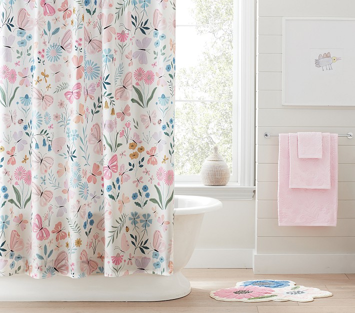 Floral Jacquard Bath Collection Set - Towels, Shower Curtain, Bath