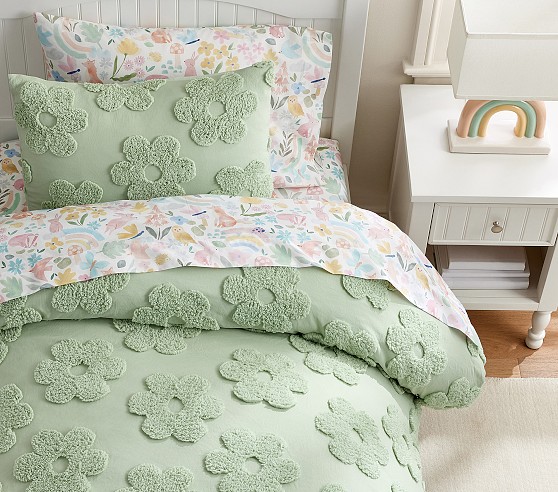 Textured Daisy Jacquard Duvet Cover & Shams | Pottery Barn Kids