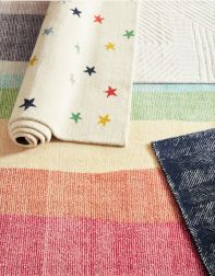 Nursery Rug for Kids in Grey with Pink White Pastel Stars – RugYourHome