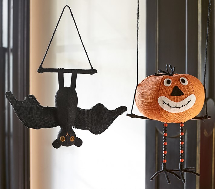 Bat &#38; Pumpkin Hanging Burlap Decor