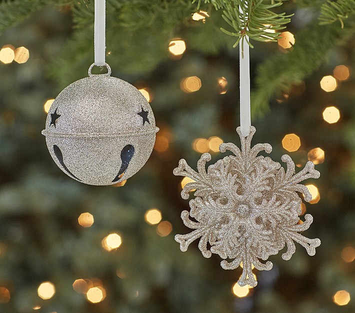 Classic Silver Glitter Ornaments