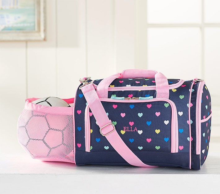 Mackenzie Navy Pink Multicolor Hearts Sports Duffle Bag
