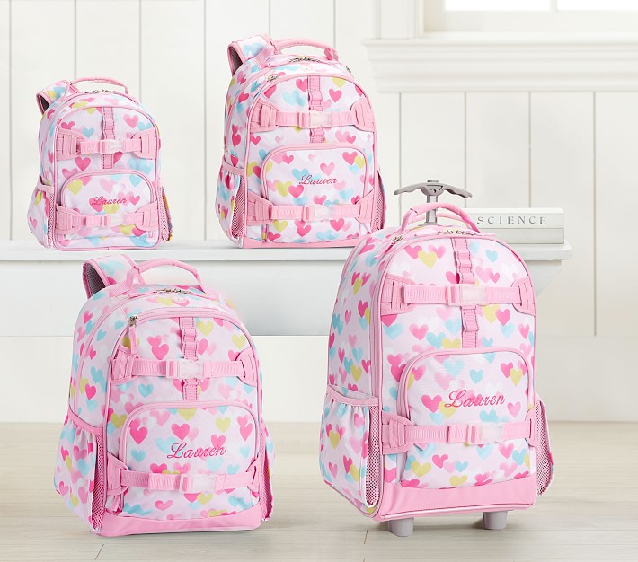 Mackenzie Pink Cascading Hearts Backpacks