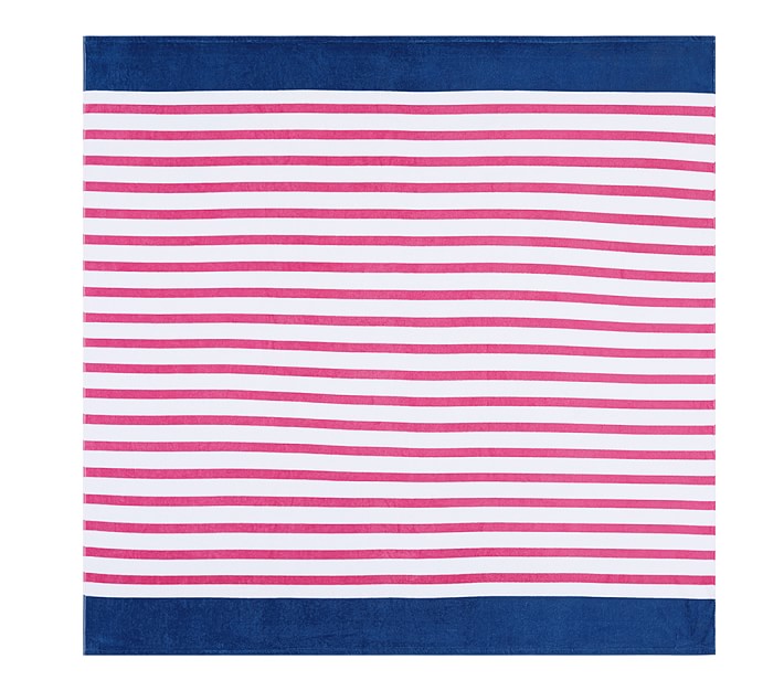 Breton Stripe Family Kid Beach Towel Pink Navy