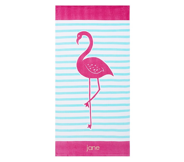 Breton Stripe Flamingo Kid Beach Towel