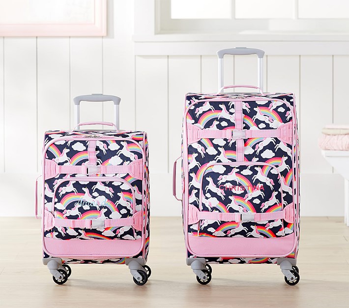 Mackenzie Pink Rainbow Unicorn Spinner Luggage