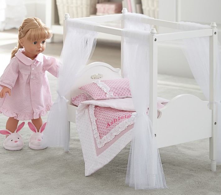 Doll Canopy Bed &#38; Pink Floral Bedding