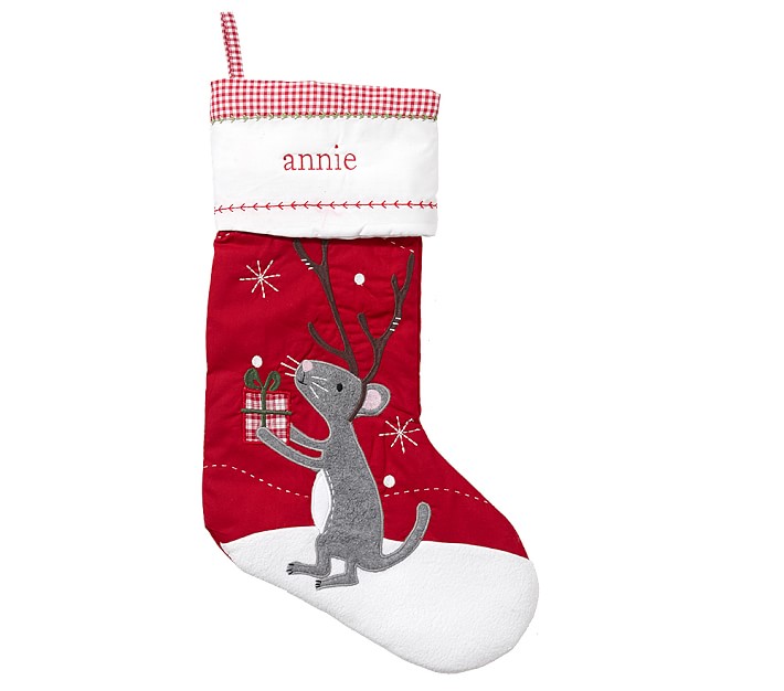 Gray Mouse Quilted Stocking
