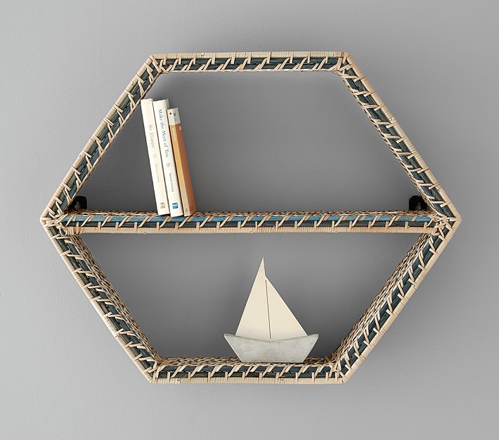 Navy Woven Hexagon Shelf