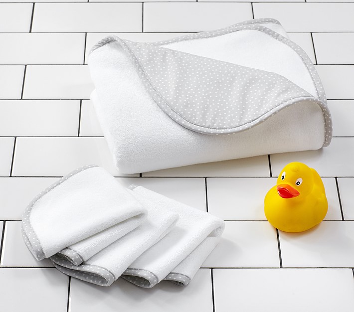 Confetti Dot Baby Hooded Towel &amp; Washcloth Set