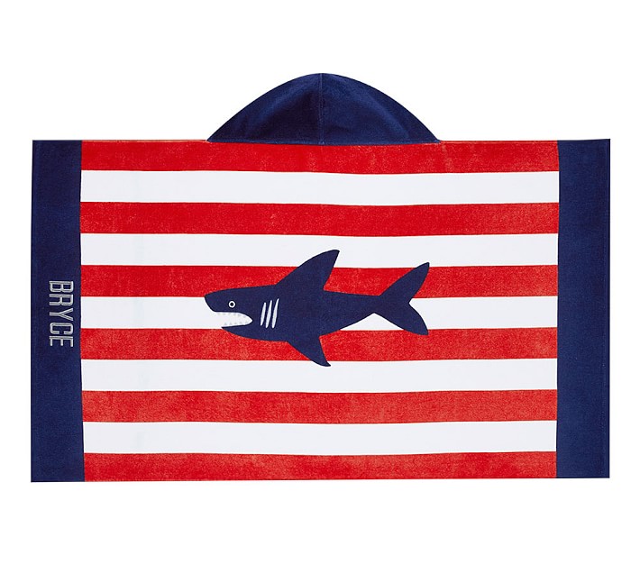 Shark Stripe Kid Beach Hooded Towel