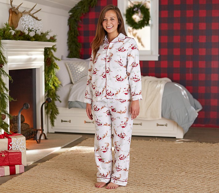 Adult Santa's Sleigh Flannel Pajama