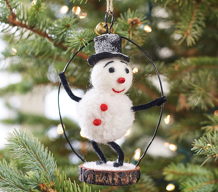 Snowman Felted Wool Ornament