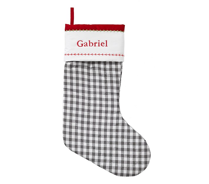 Gray Gingham Quilted Stocking
