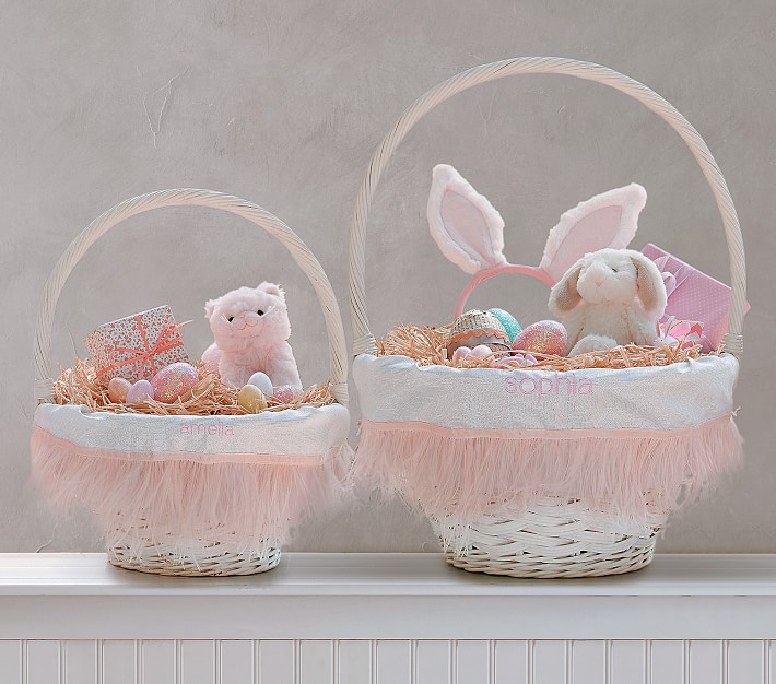 Pink Feather Easter Basket Liners
