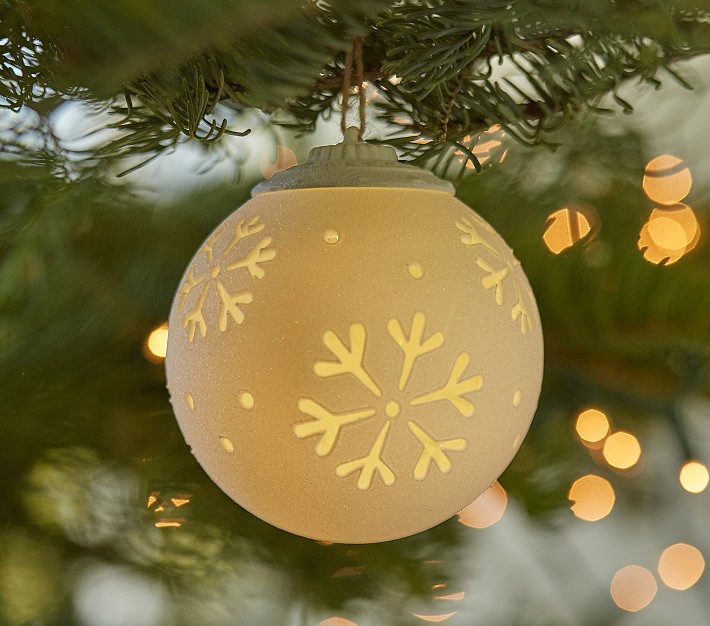 Light Up Snowflake Ball Ornament
