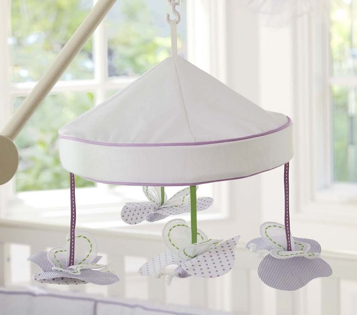 Lavender Butterfly Musical Crib Mobile