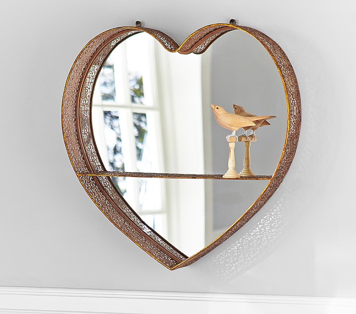 Gold Heart Shelf Mirror