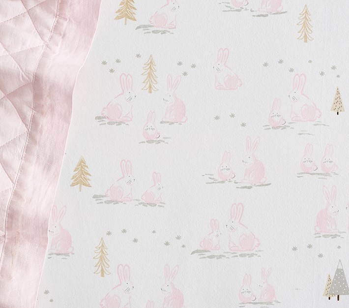 Winter Bunny Organic Flannel Crib Fitted Sheet