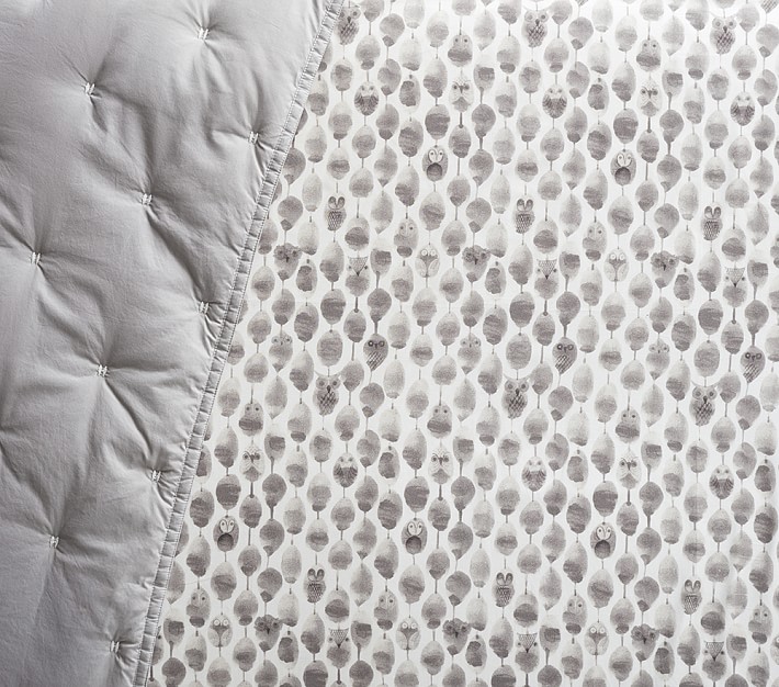 west elm x pbk Stamped Owl Organic Crib Fitted Sheet