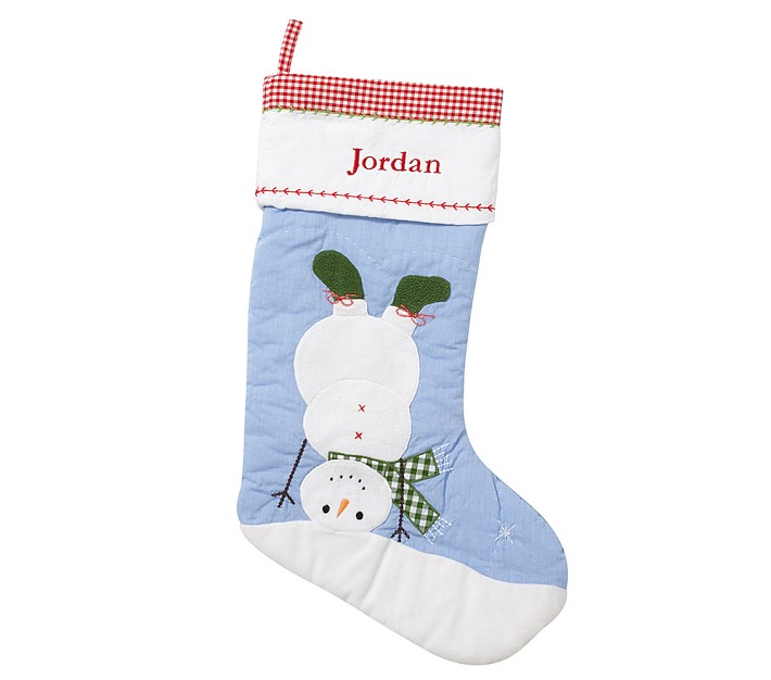 Upside Down Snowman Quilted Stocking