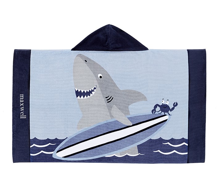 Indigo Shark Kid Beach Hooded Towel