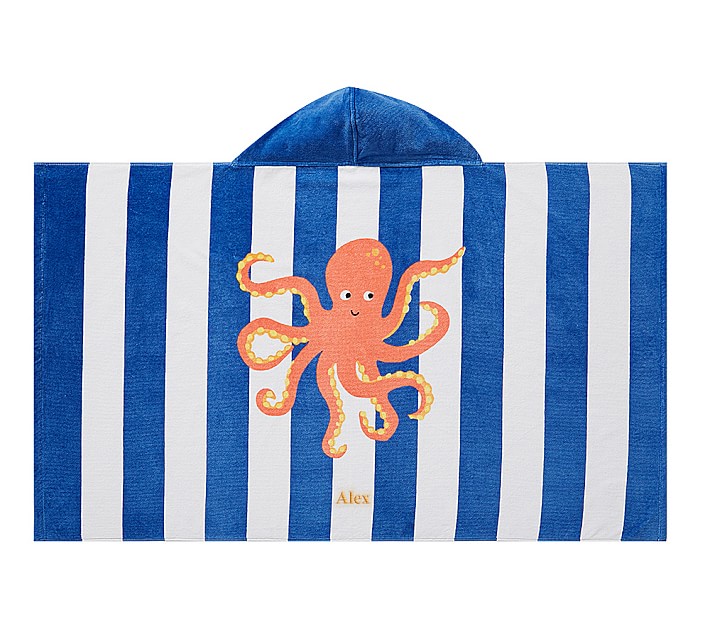 Octopus Stripe Kid Beach Hooded Towel