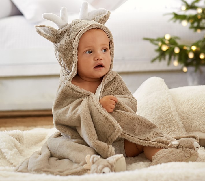 Reindeer Critter Baby Hooded Towel