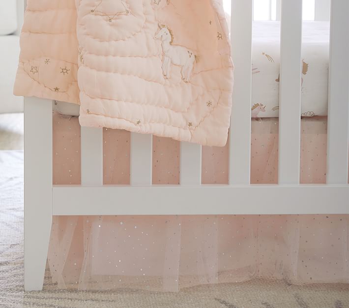 Pink tulle best sale crib skirt