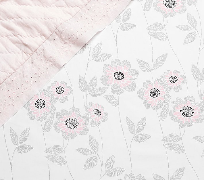 Adelaide Blush Floral Sateen Crib Fitted Sheet