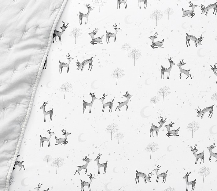 Forest Reindeer Organic Flannel Crib Fitted Sheet