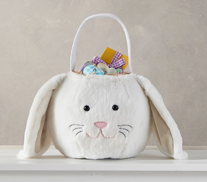 White Bunny Puffy Easter Basket