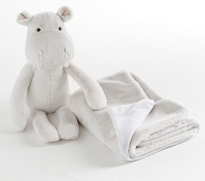 Plush Hippo Stuffed Animal and Blanket Set