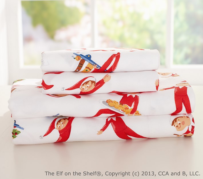 <em>The Elf on the Shelf</em>&#174; Flannel Sheet Set & Pillowcases