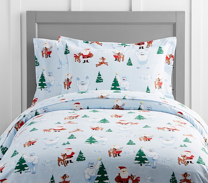 Rudolph<sup>&#174;</sup> and Bumble<sup>&#174;</sup> Flannel Duvet Cover & Shams