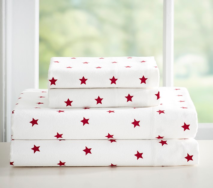 Star Flannel Sheet Set &amp; Pillowcases