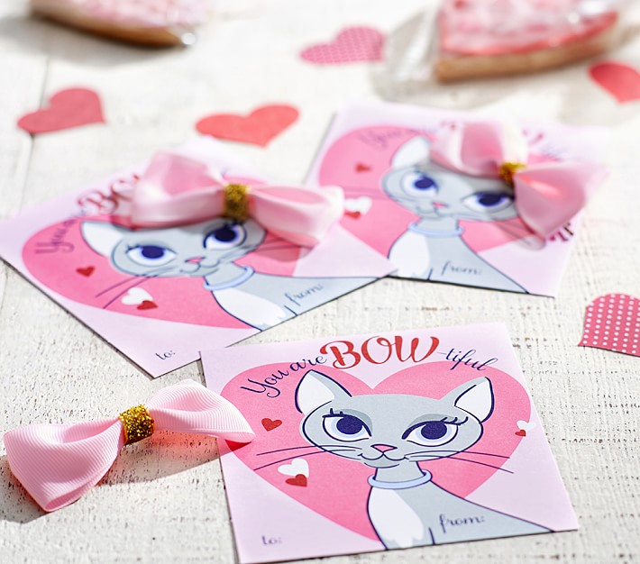 Kitty Bow Valentine&#39;s Day Card Set